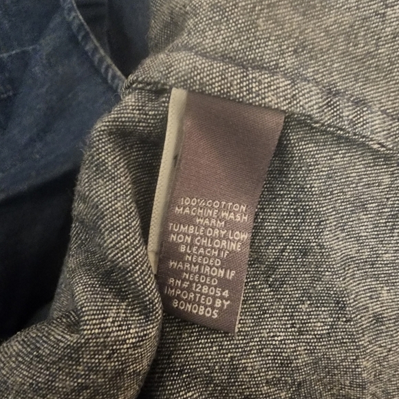 Bonobos Slim Fit 100% Cotton Navy Casual Snap Button-down Shirt Womens Large - Picture 5 of 9